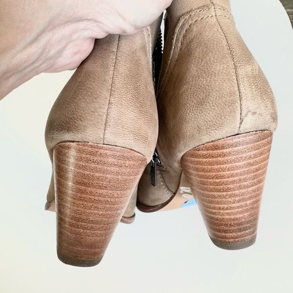 FRYE REINA Ankle Boots Ash Suede Leather Stacked Heel Pointed Toe Size 7.5 - Picture 5 of 9